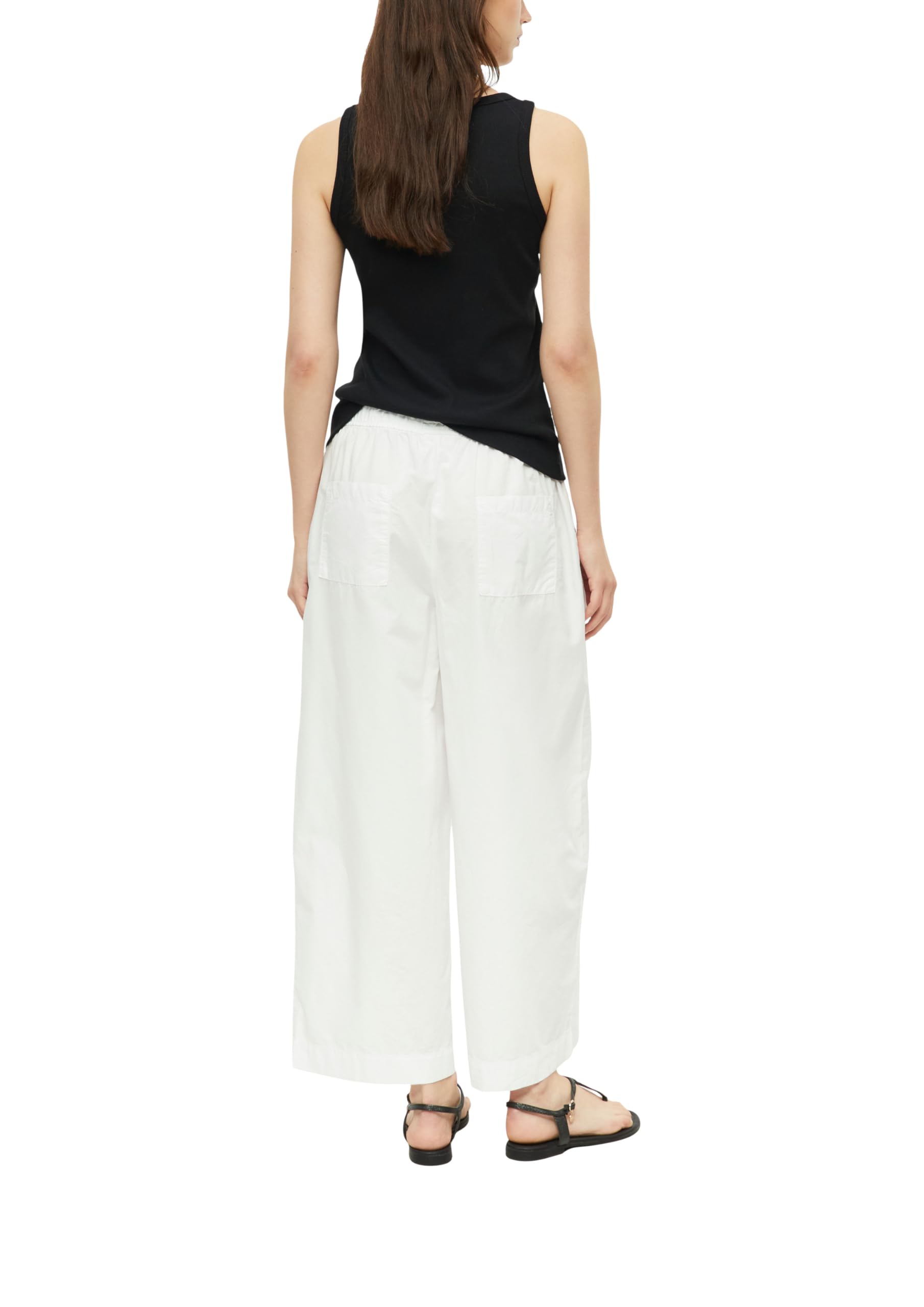 s.Oliver Damen Culotte – Mid Rise, Wide Leg, Popeline, Uni, mit Falten und Taschen
