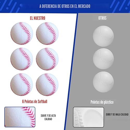 Miniatura 3 de Juego de béisbol 3 en 1 para niños de 3 a 5 años, soporte de pelota en camiseta, camiseta colgante, lanzador de bolas y 6 bolas de softball, altura