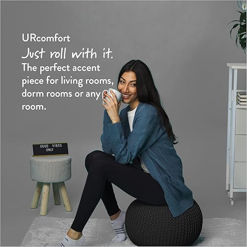 Miniatura 44 de Urban Lifestyle Puf de punto redondo - Algodón tejido a mano, marfil Marfil,Azul,Gris oscuro,Índigo/ azul marino,Gris claro,Negro -,gris