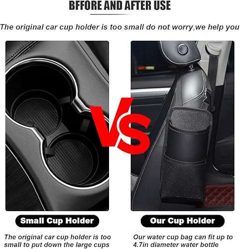 Miniatura 4 de Portavasos grande 2 en 1, organizador lateral multifuncional de 80 onzas, bolsa colgante para botellas de agua, soporte para cosas de automóvil con