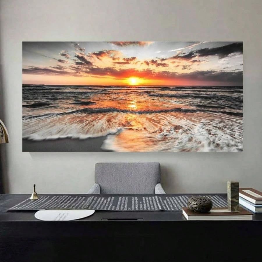 Tableau paysage marin et lever de soleil sur la mer, une oasis de sérénité chez vous