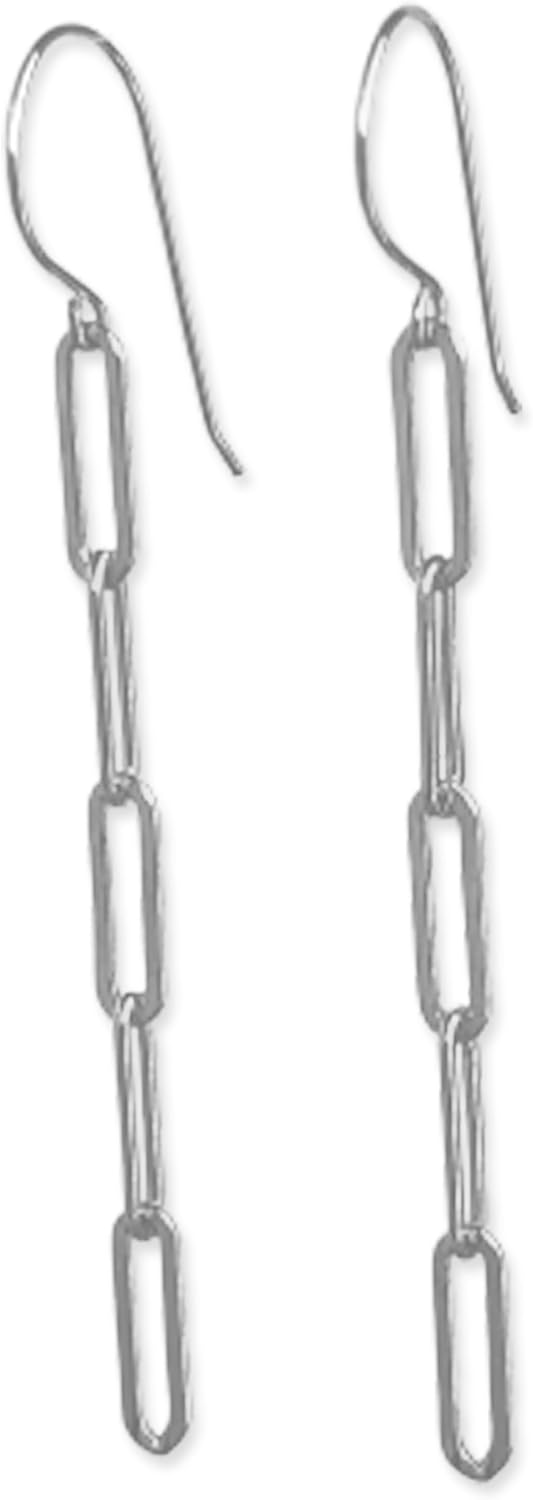 Chain Link Earrings for Women - Paperclip Earrings - Paper Clip Dangle Earrings - 14k Gold Filled or Sterling Silver