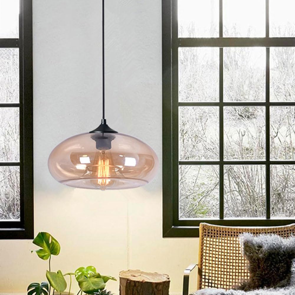 Podstawowa lampa wisząca sufitowa, żyrandol ze szkła w stylu industrialnym, lampa wisząca z pojedynczą głowicą do montażu podtynkowego, oprawy oświetleniowe do dekoracji korytarza na balkonie