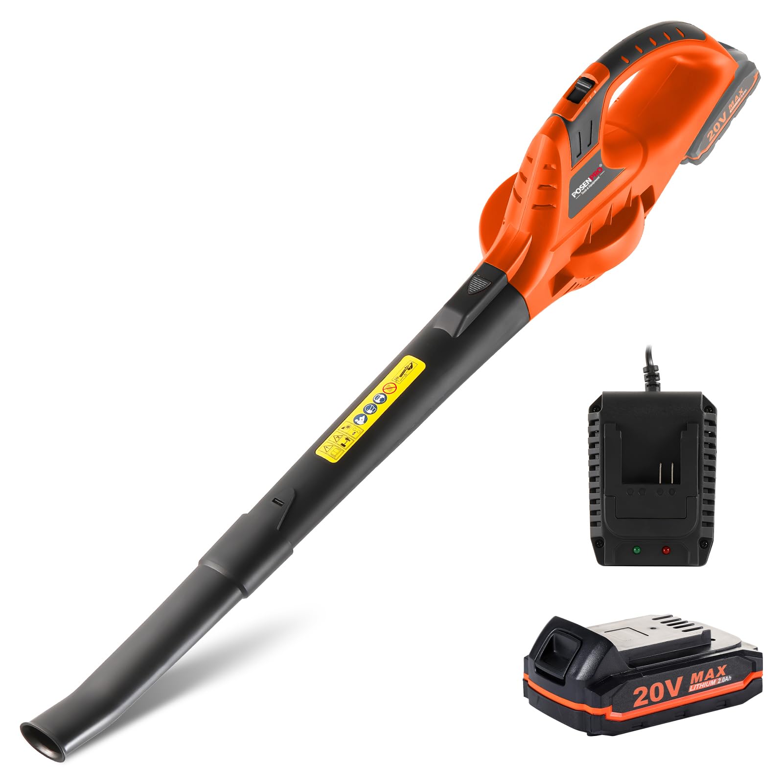 POSENPRO 20V Cordless Leaf Blower, Lightweight Electric Blower
