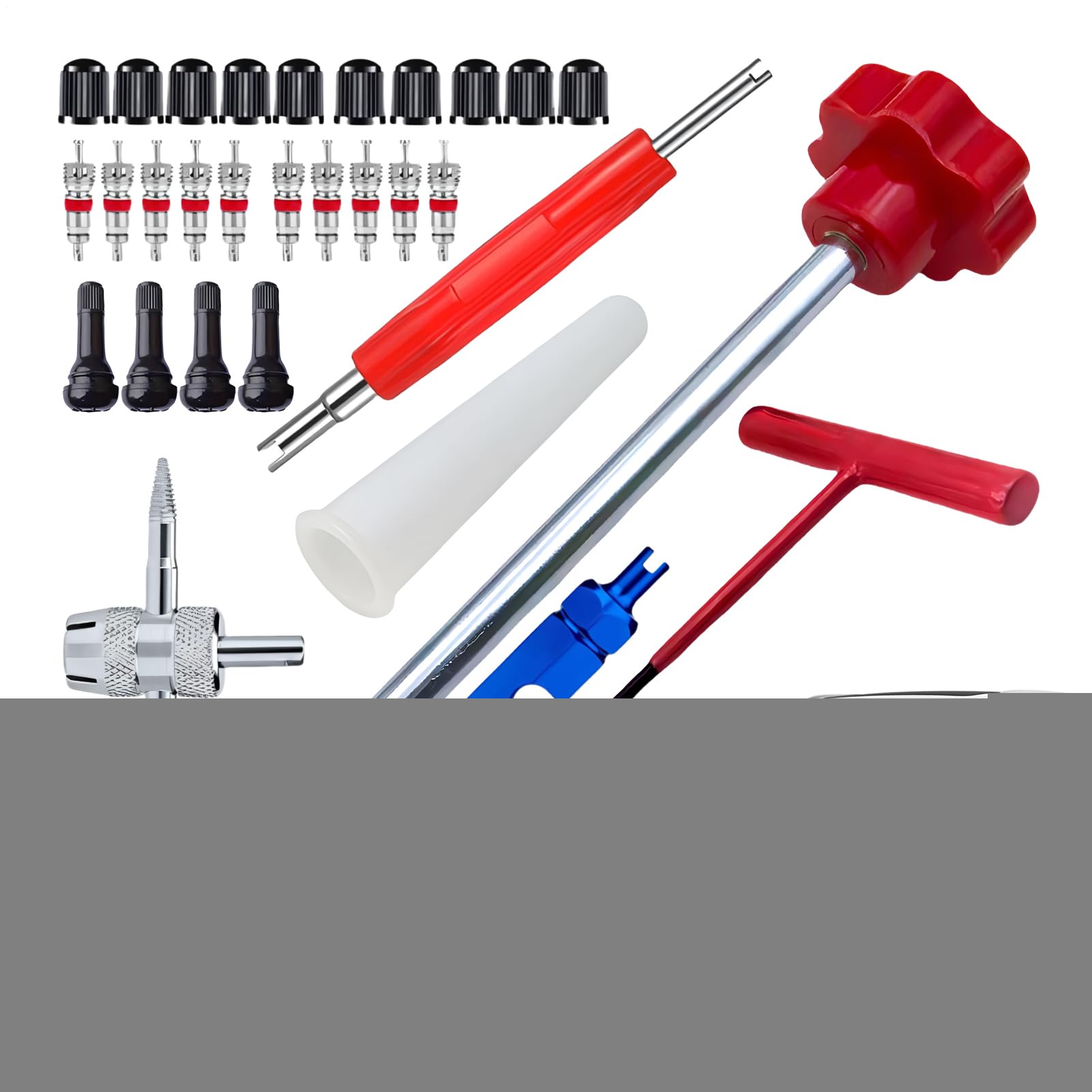 Generico Attrezzo per Rimozione Stelo Valvola - Kit Installazione Valvola Pneumatici da 30 Pezzi, Gancio A T A Cambio Rapido per Impieghi Gravosi, Durevoli per Auto | Strumento Professionale per La R