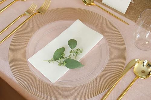 Miniatura 2 de EcoQuality Platos de plástico blanco con cargador redondo de 13 pulgadas con cuerda texturizada con borde dorado  Platos de fiesta de China, platos