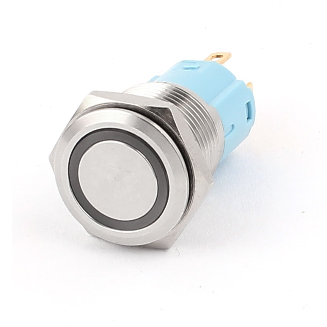 Aexit 12V 16mm Wall Switches Dia Blue LED Angle Eyes Momentary Metal Switches Pushbutton Switch