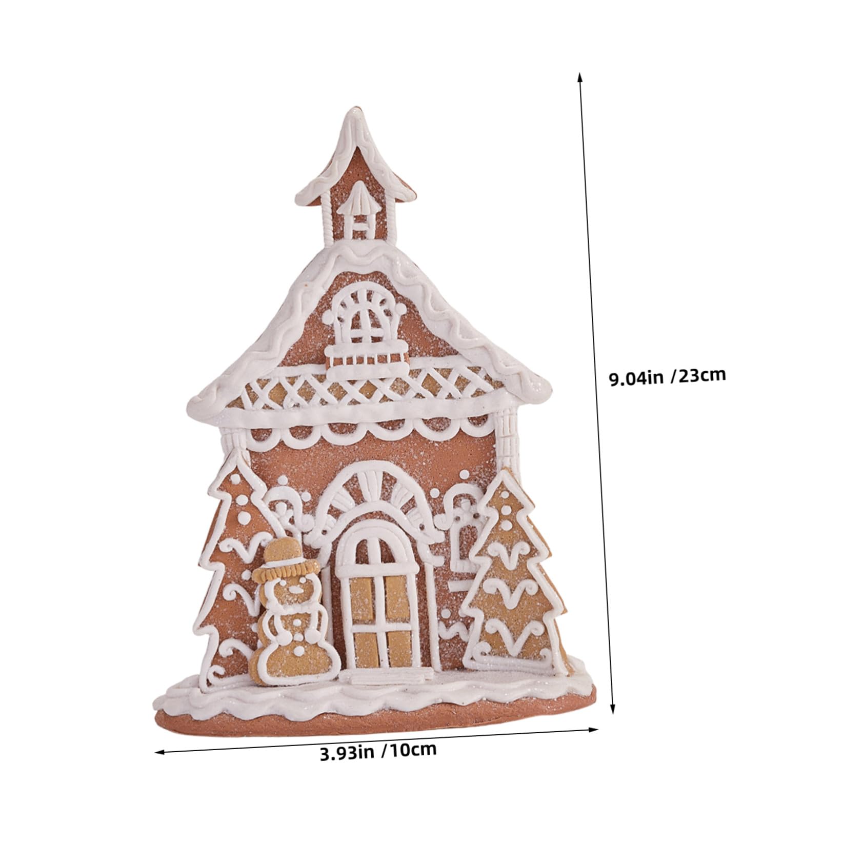 TOYANDONA Clay Gingerbread House Figurine Miniature Sturdy Snowy Christmas Village Ornament for Traditional Winter Holiday Decor And Xmas Mantle Collectible