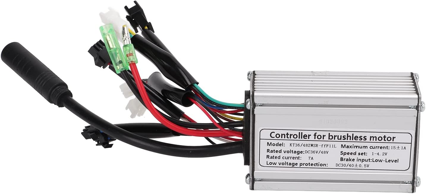 36V 48V 15A 6 Mosfets Controller, Aluminum Alloy Motor Controller for Electric Bicycle, Double Headed Light Wire with LED790‑900S LCD1‑LCD10 Meters, High Efficiency Stable Performa