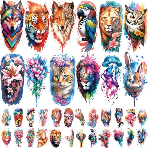 77 PCS Temporary Tattoos Adult Kids, 17 PCS Half Sleeve