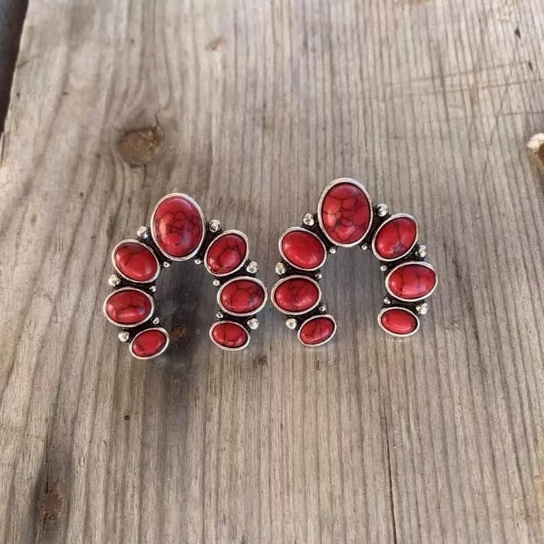 Bohemian Turquoise Dangle Metal Large Oval Earrings Statement Teardrop Earrings Western Earrings for Women2