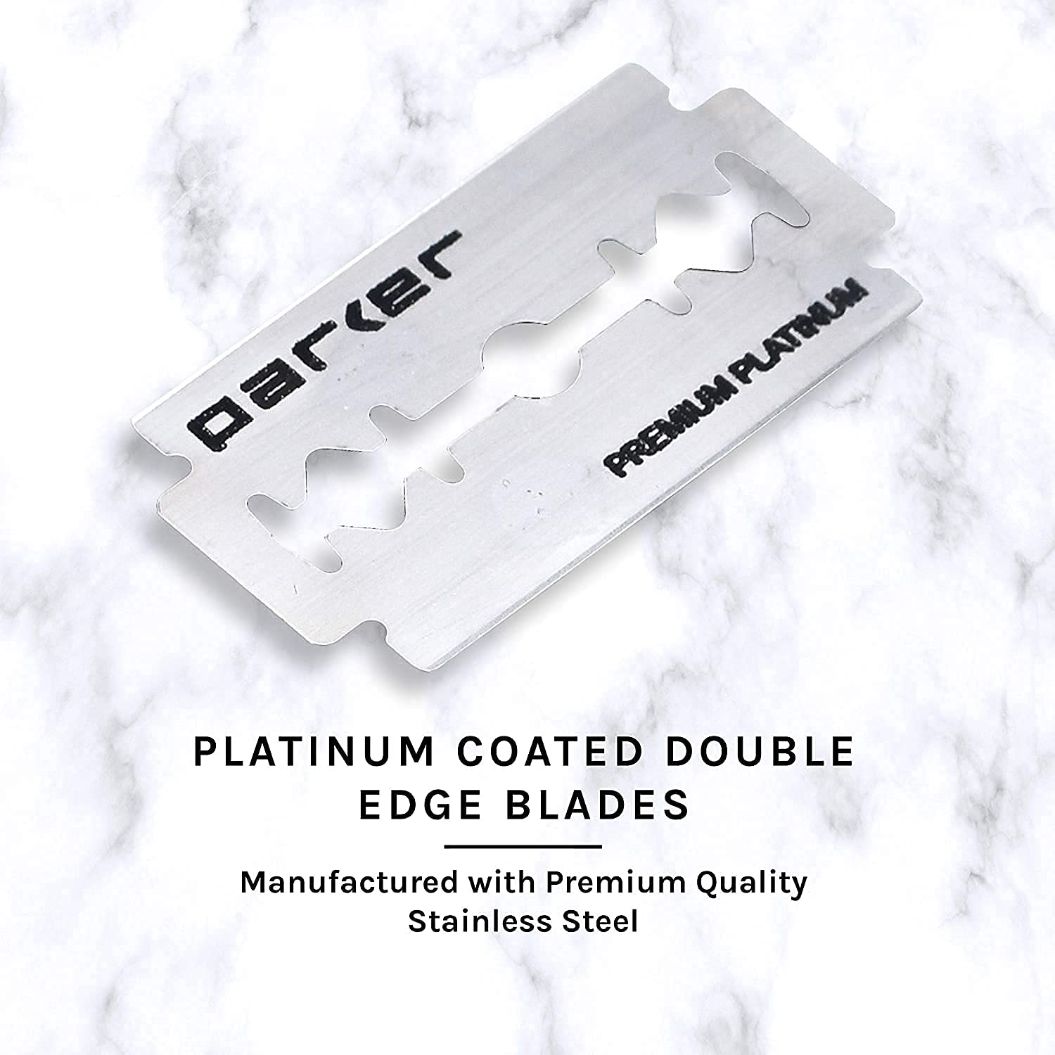 Parker Safety Razor 56R - Rasoio di sicurezza ecologico a doppio bordo con 5 lame Parker Premium Platinum in acciaio inox – Rasoio a pettine chiuso (oro rosa) per un barbiere di qualità rasatura casa