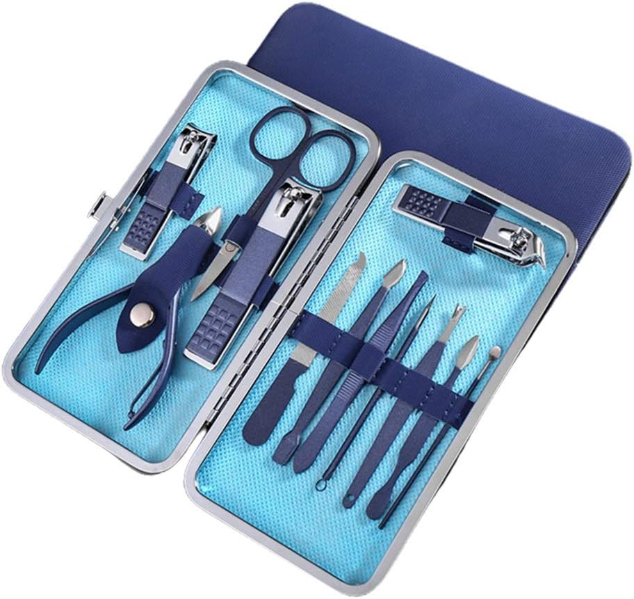 Nail Cutter Kit 18/12/10/7pcs Cool Blue Matte Texture Stainless Steel Nail Tabions Set Beauty Pedicure Manicure Knife Professional Manicure Pedicure Set