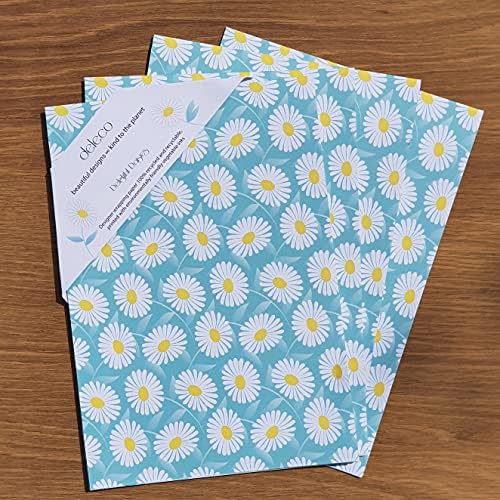 Daisy Easter Wrapping Paper Sheets | 100% Recycled Wrapping Paper | 4 x Premium Recyclable Flower Gift Wrap for Mothers Day, Birthday, New Baby, Christening and more.