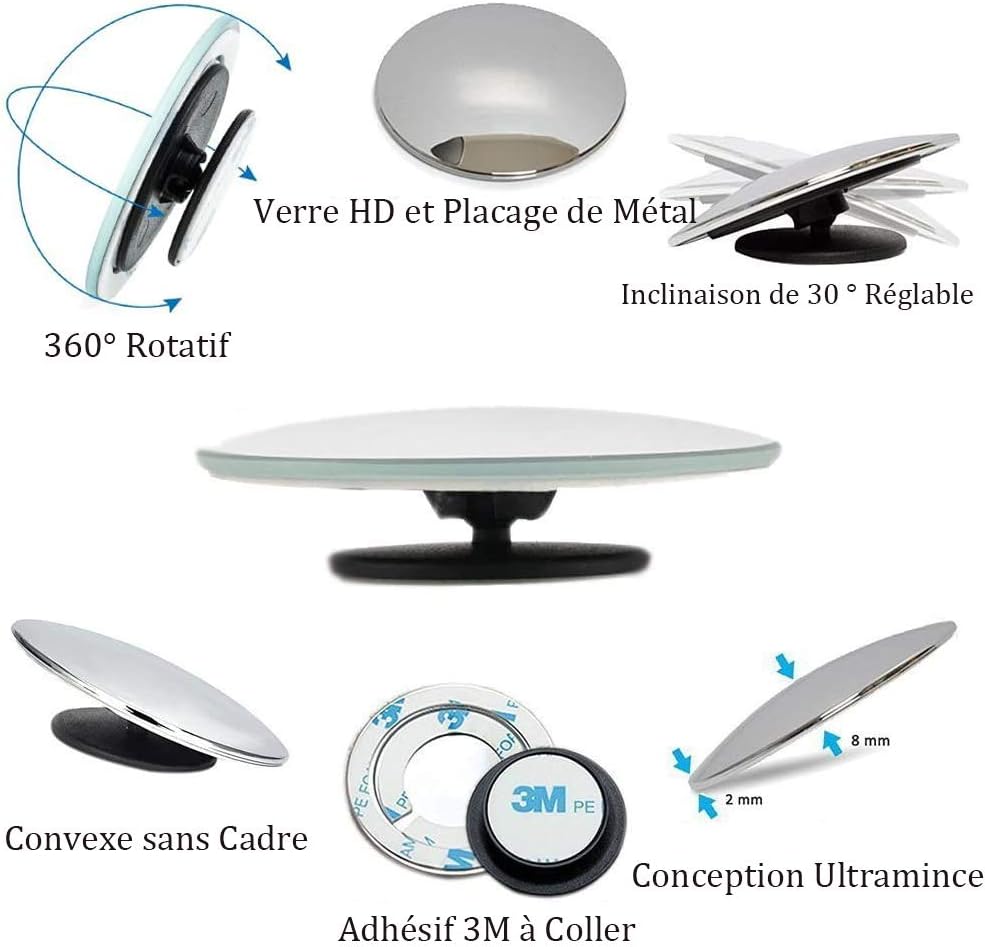 Bestgle Miroirs d'Angle Mort 360°: Visibilité Maximale pour une Conduite Sécurisée - Image détaillée