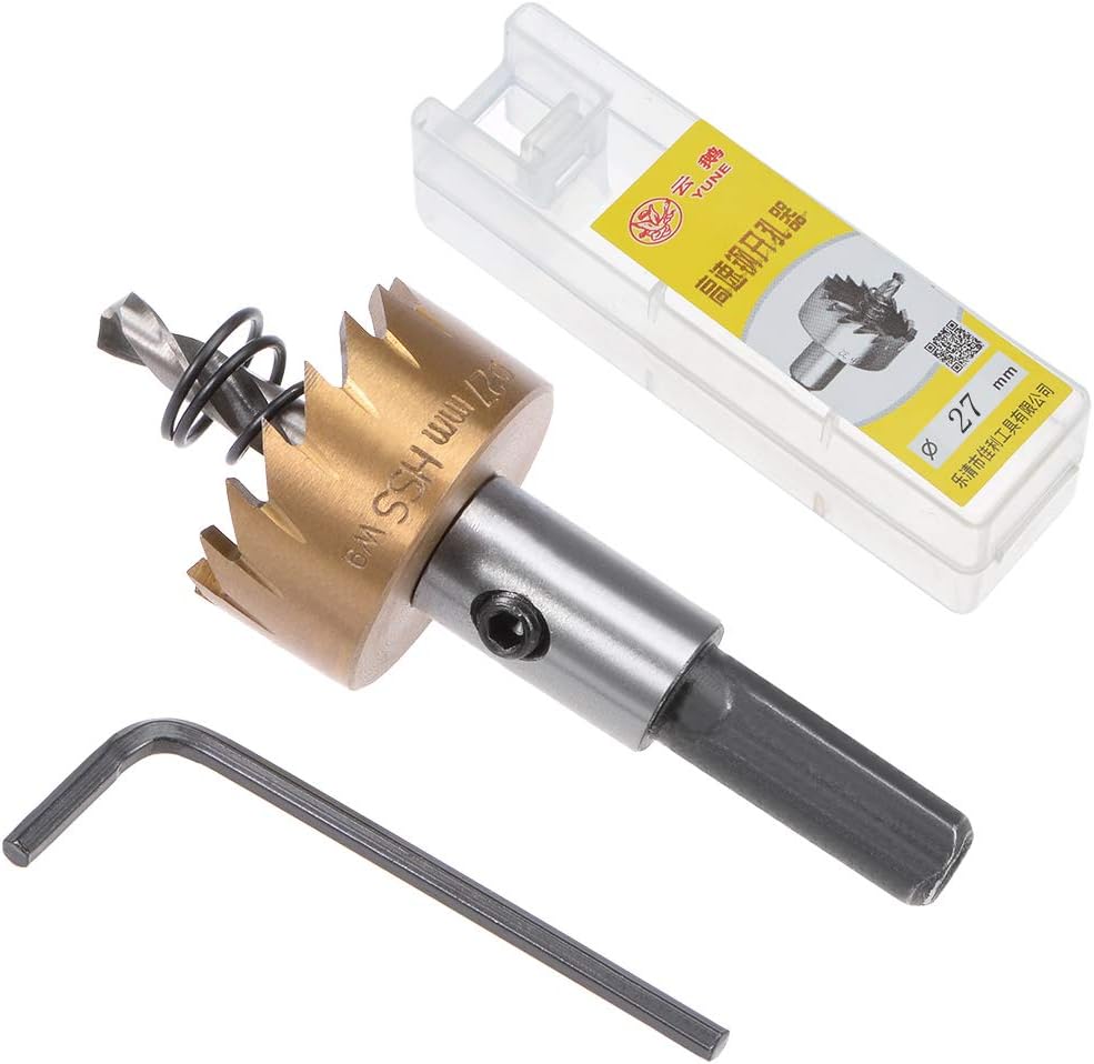 Sourcingmap 2 Pcs 27mm HSS Drill Bit Hole Saw Stainless High Speed Steel Metal Alloy, Gold Tone - Image 5