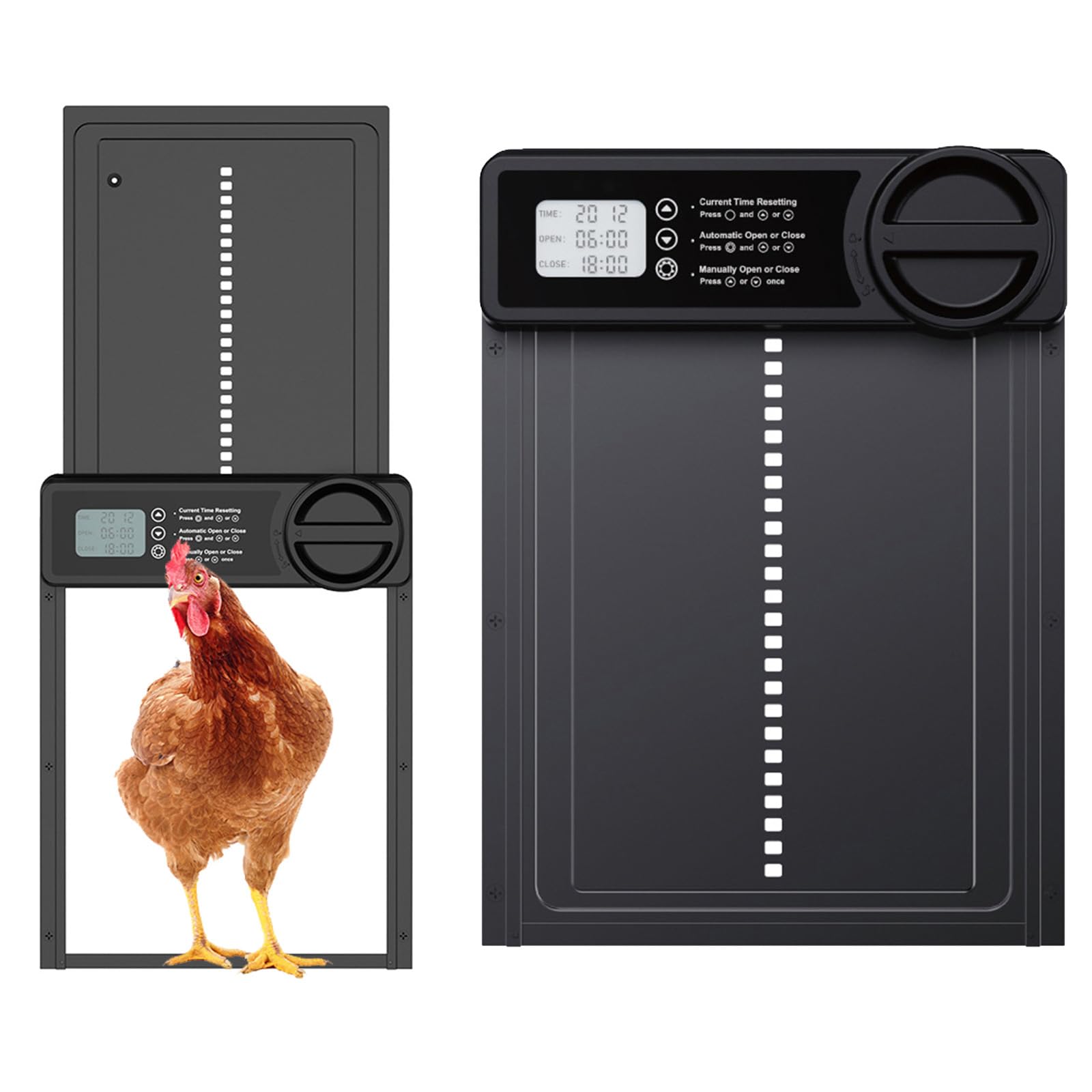Porta automatica per pollaio, porta automatica per pollo con modalità manuale e timer, alimentata a batteria, display LCD, resistente alle intemperie, anti-pizzico, apriporta elettrico in lega di