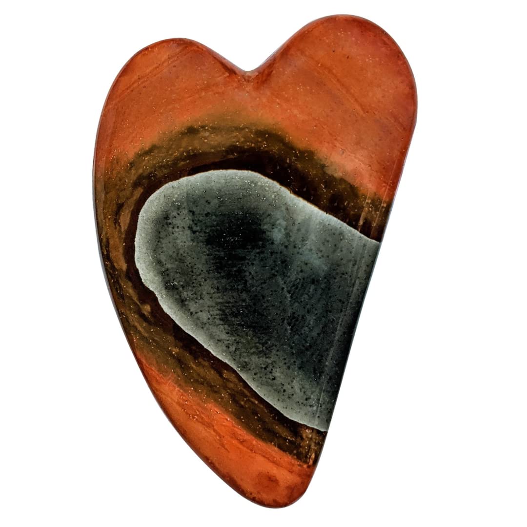 Gua Sha Jaspis Wielokolorowy kamień naturalny - Masaż oczu i twarzy - Relaks dla ciała i umysłu - Najlepsze narzędzie do pielęgnacji twarzy Przeciwstarzeniowe - 100% rękodzieło i ręcznie