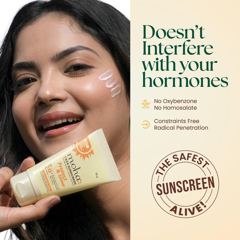 Image of Moha Face Sunscreen SPF 50+ PA++++ Pack Of 1, 50 g Photostable New-Gen UV Filters with Photoageing Repair Benefits | pH Balanced | Lightweight Sunscreen Lotion | Non-Comedogenic | For Sensitive Skin.
