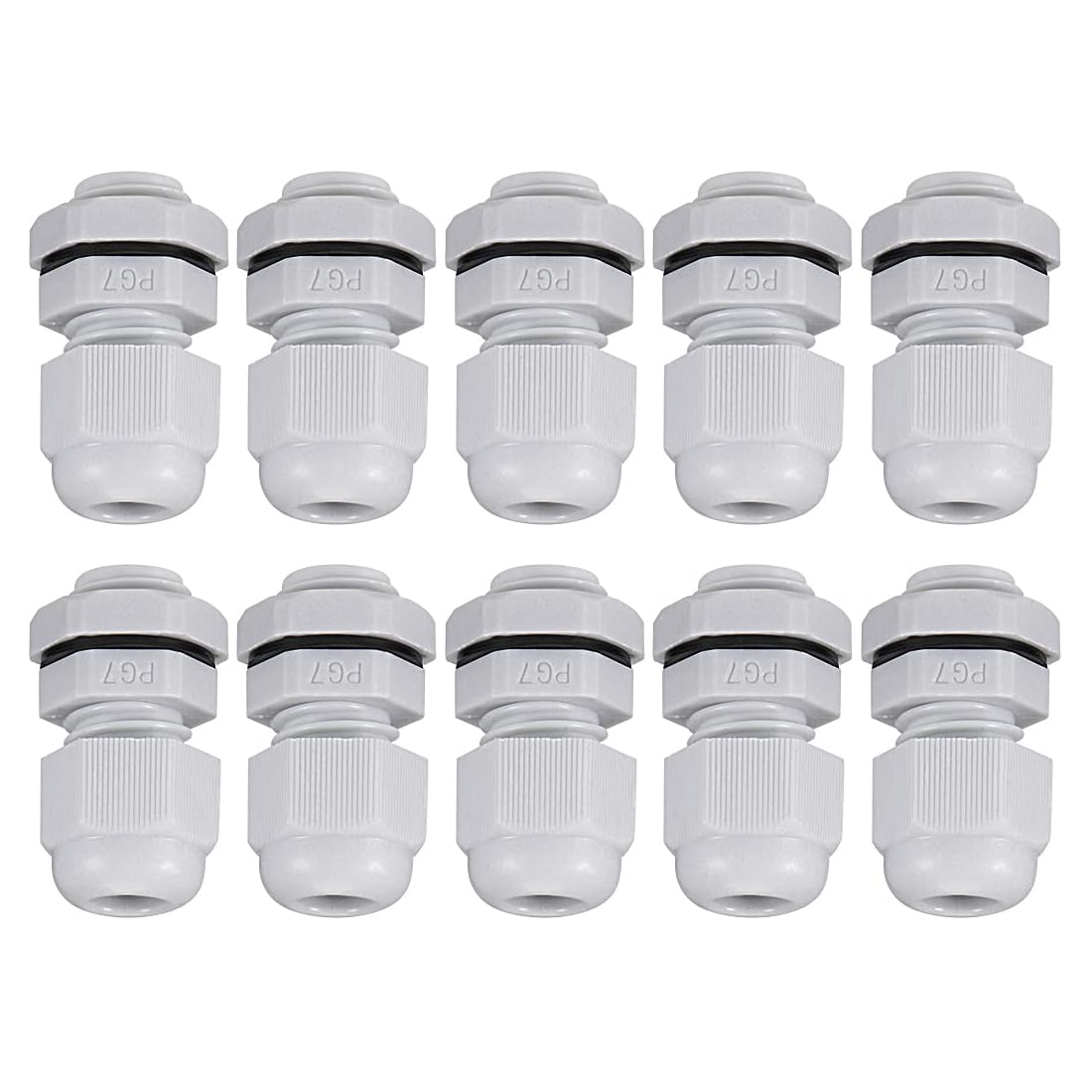 MACHSWON 10Pcs PG7 Cable Gland - Durable Threaded Wire Connector with Locknut for 2-5mm Dia Cable Wire, White