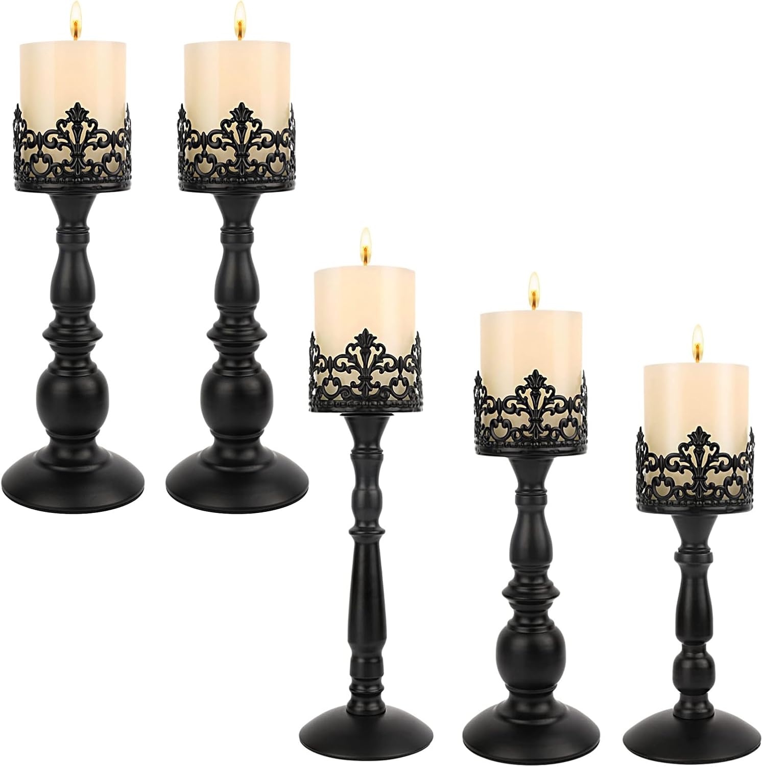 Candle Holders for Pillar Candles Gothic Matte Black
