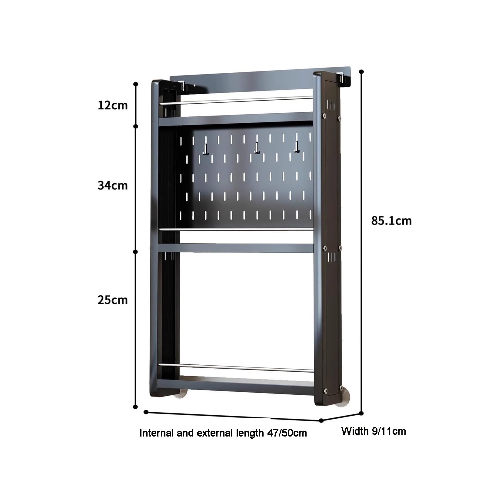 Entrada No Es Necesario Hacer Agujeros Pie Panel Perforado Panel Perforado Metal Panel Perforado Estante Exhibición Detrás La Puerta Panel Perforado Paneles Se Utiliza(Black,50x85.1cm)