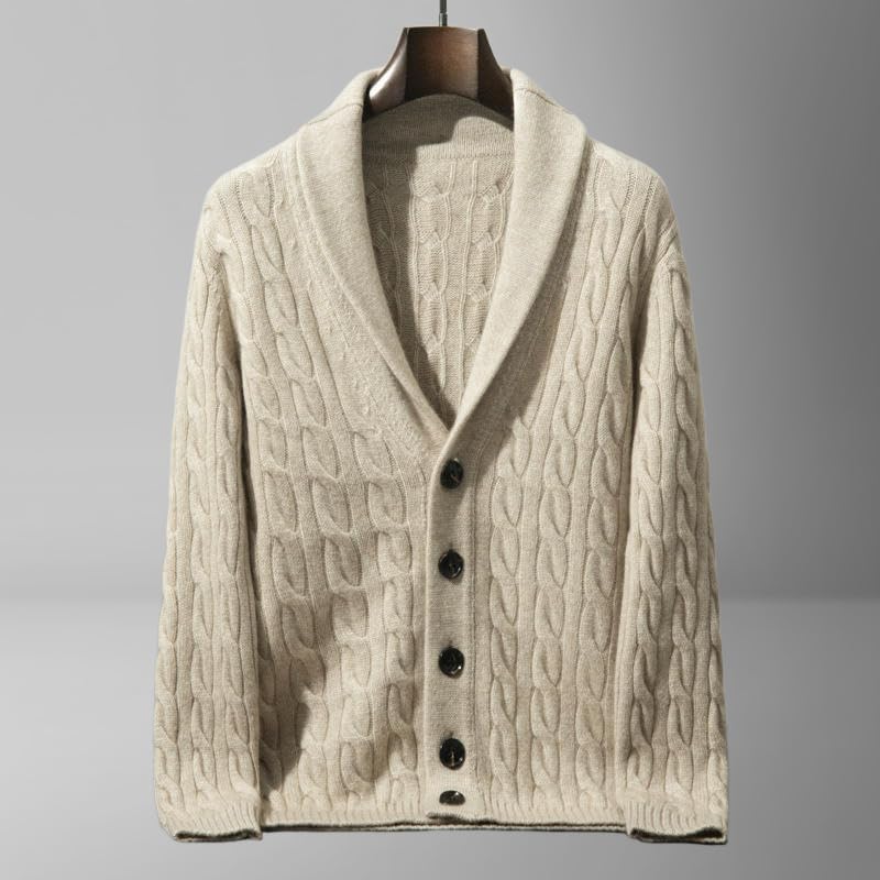 Pull en cachemire homme col châle vert | Douceur premium - 3