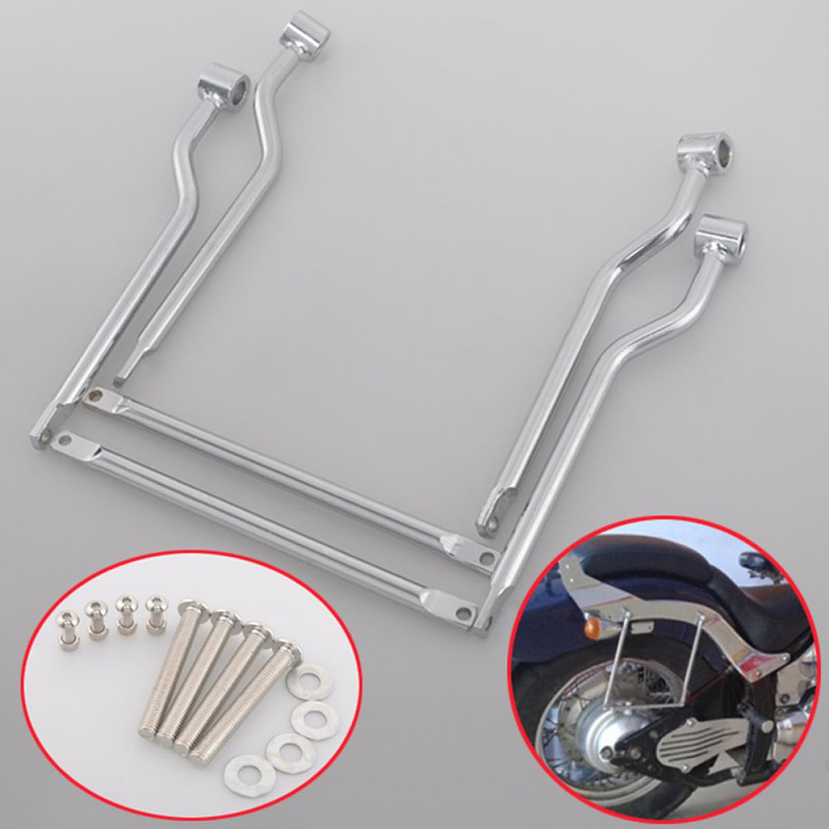 Alforjas Accesorio Resistente de Hierro Plata para Motocicleta Soporte Ofrece Que Amplio Espacio para Viajes Largos y Cortos