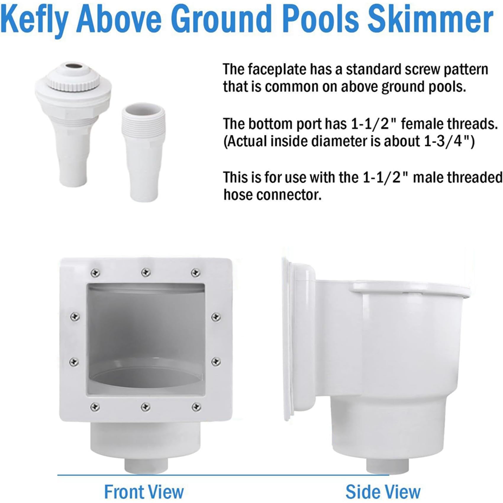 2X Skimmer per Piscina Fuori Terra, Skimmer Passante con Accessorio, Skimmer per Piscina, Larghezza di Apertura 6 Pollici, SP1091LX