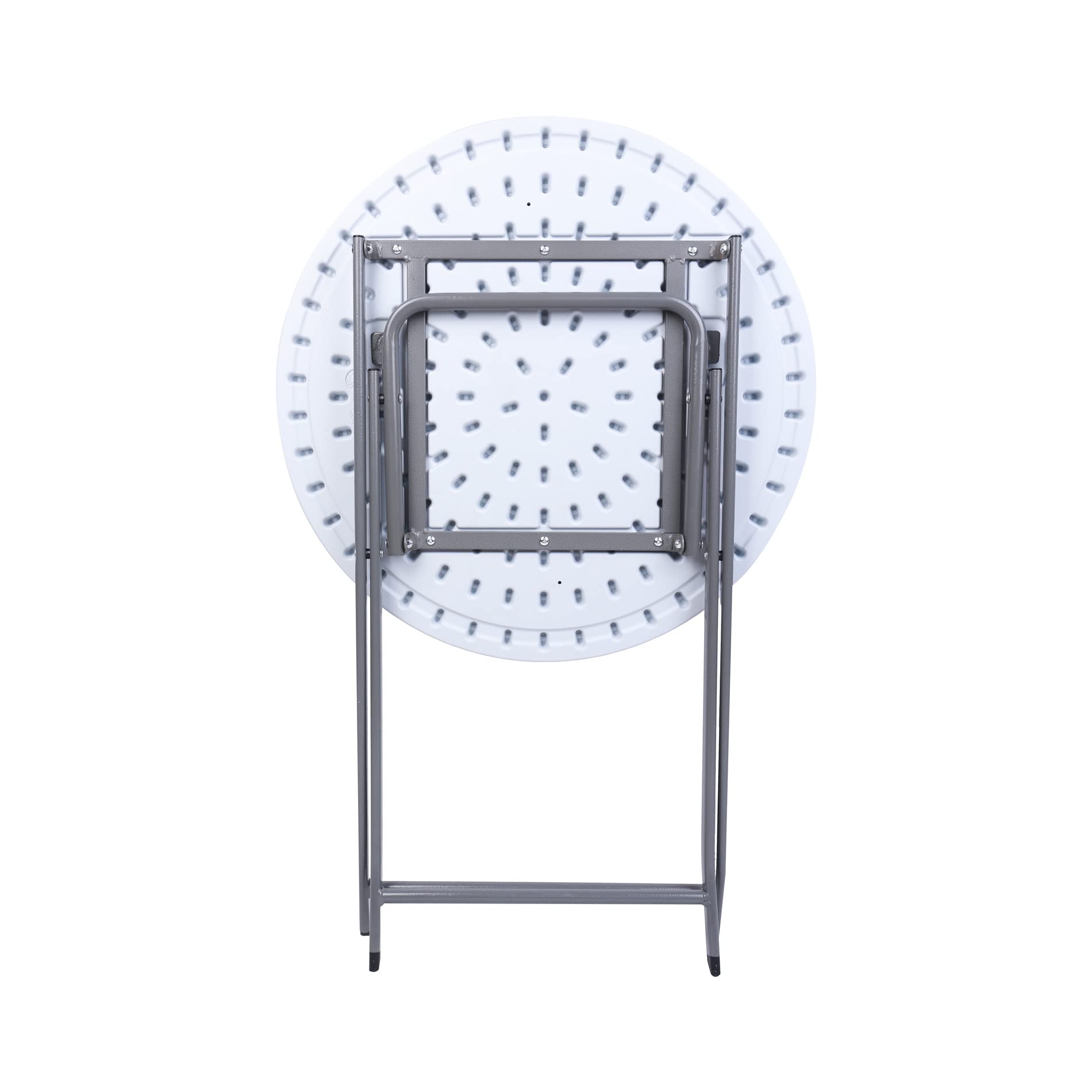 Rebecca Mobili Table De Balcon Pliante, Table d'Appoint d'Extérieur, Acier Hdpe, Blanc Gris Clair, Peu Encombrante, pour Jardin Camping - Dimensions HxLxP : 74 x 60 x 60 cm - Art. RE6819