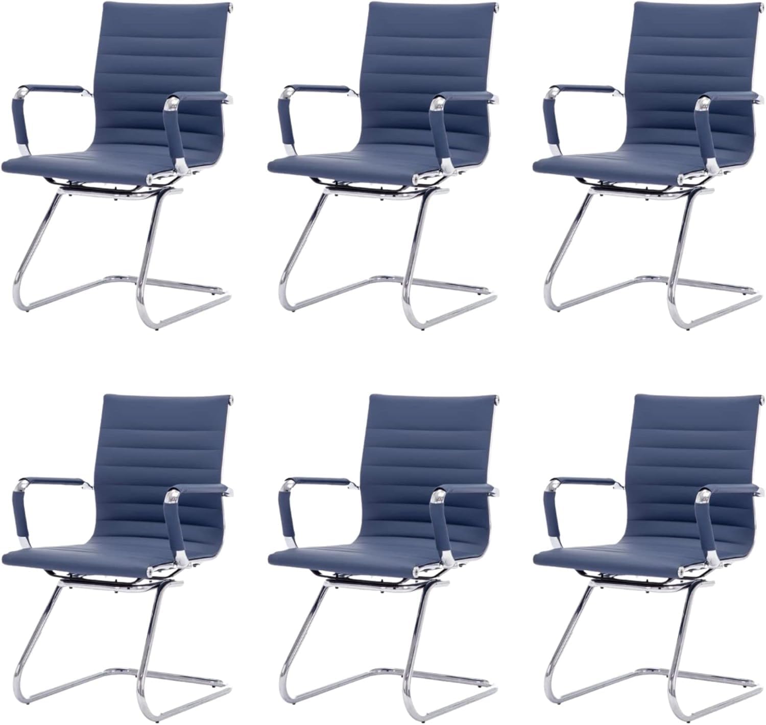 HNY Leather Office Guest Chairs & Reception Chairs Set of 6, Modern Waiting Room Chairs with Arms, Desk Chair no Wheels with Sled Base for Waiting