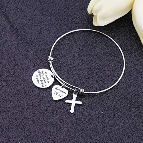 bobauna Christian Bracelet Be Joyful in Hope Patient in Afflication Faithful in Prayer Romans 12:12 Bible Verse Jewelry Religious Gift2