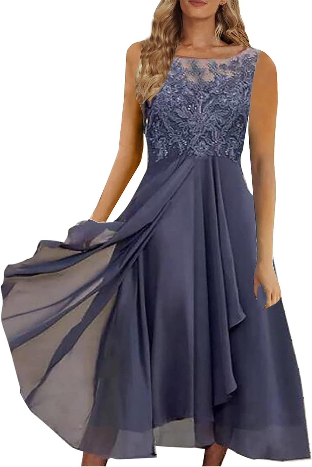 Women's Summer Floral Dress Smocked Boho Midi Dress Ruffle Casual Flowy Beach Long Tiered Dress -t414