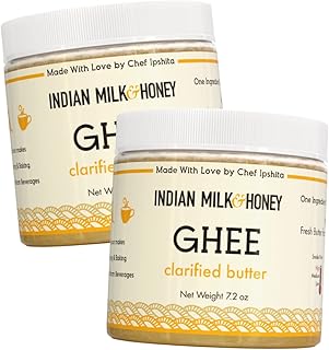Premium Grass-Fed Classic Ghee Butter | Indian Milk & Honey | Twin Pack 7.2 oz (44 Servings Each) | Handmade & Locally Sourced | Lactose, Gluten & Casein Free | Ghee in Recyclable PET Jars