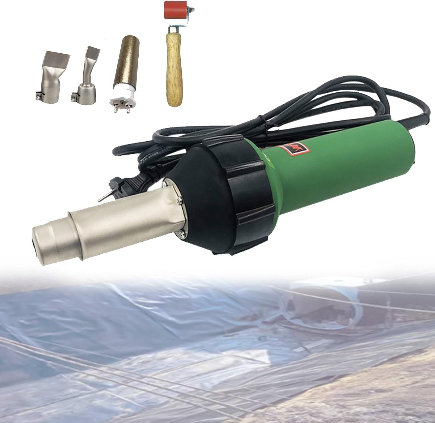 XAZLBIW Hot Air Plastic Welding Gun with Automatic Cooling, Tips, Seam Roller for Flooring and Rods
