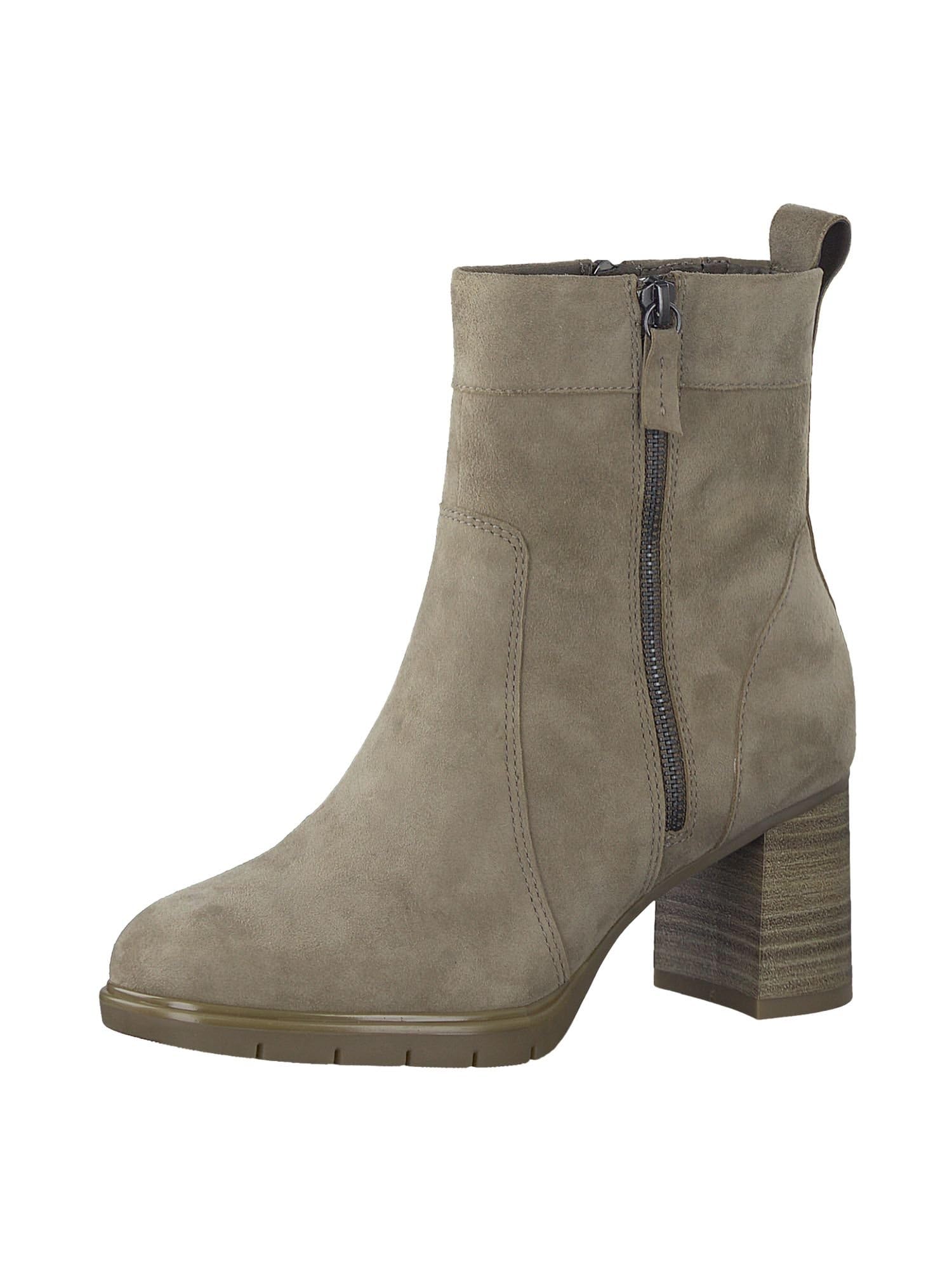 Tamaris Comfort Women’s Ankle Boots with Heel Suede with Zip Comfort Fit , Taupe, 6,5 UK