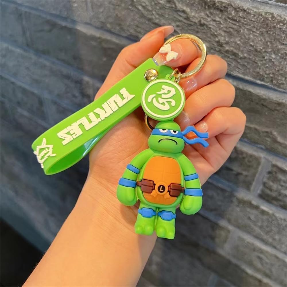 Penny Wise® Cute Ninja Turtles TMNT Keychain | Cute Keyring & Quirky Bag Charm | Hard Silicone, Unbrekable | Travel Essential | Kids Friendly | Comes With A Strap & Bag Hook | Single Piece.