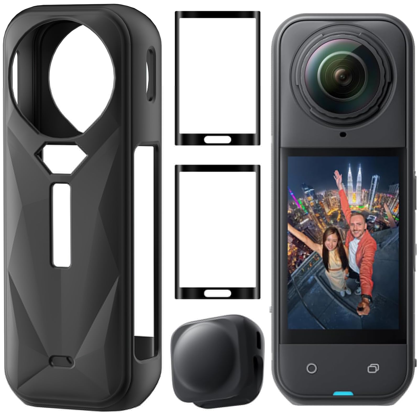 Zubehör für Insta360 X5,Schutzhülle Silikonhülle Linsenkappe Displayschutzfolie für Insta 360 X5 Zubehör