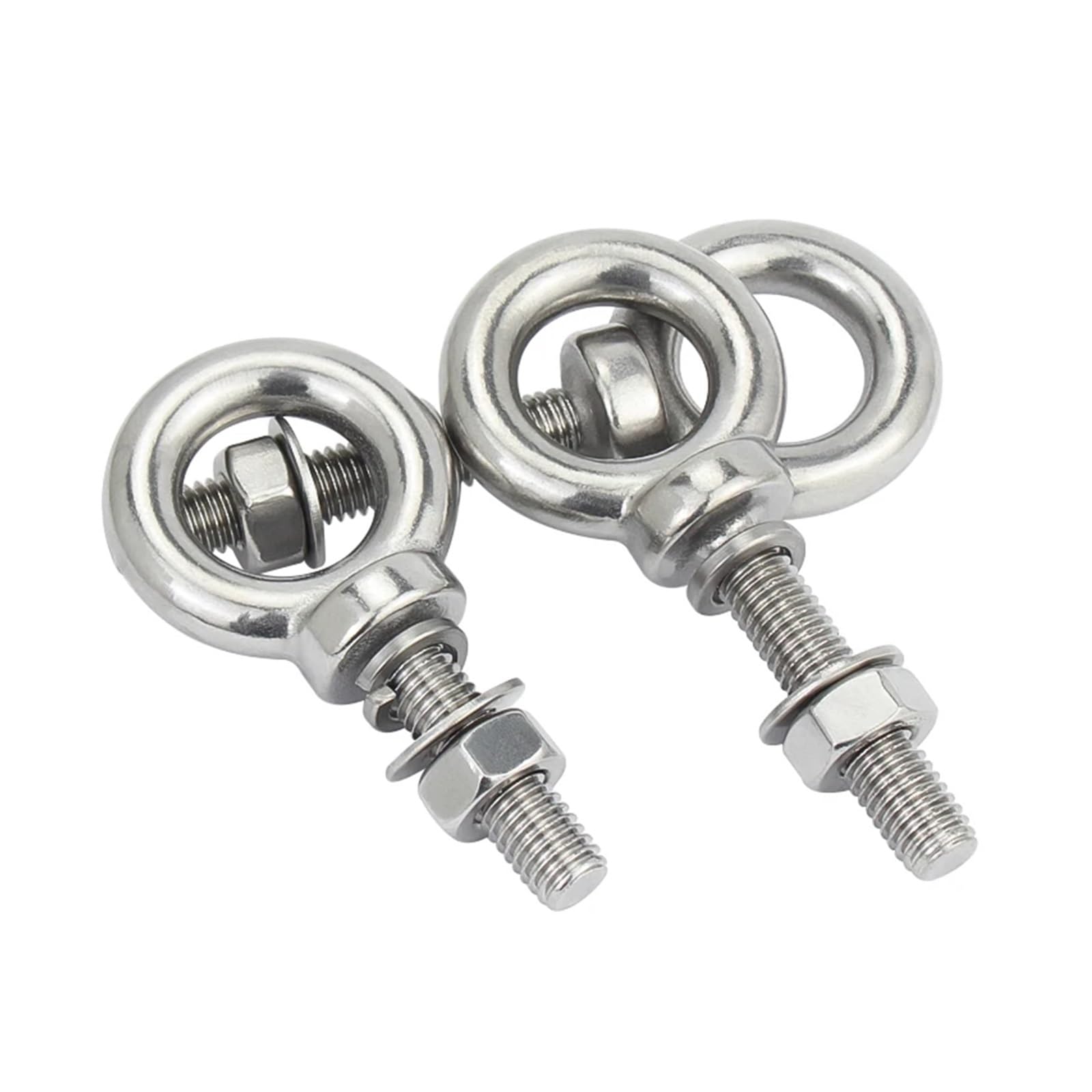 Pernos de Ojo de Acero CáNcamos Juego de pernos ojo anillo M3 M4 M5 M6 M8 con arandelas y tuercas retención, extendidos acero inoxidable 304, tornillos elevación marino(M3x15mm 2sets)
