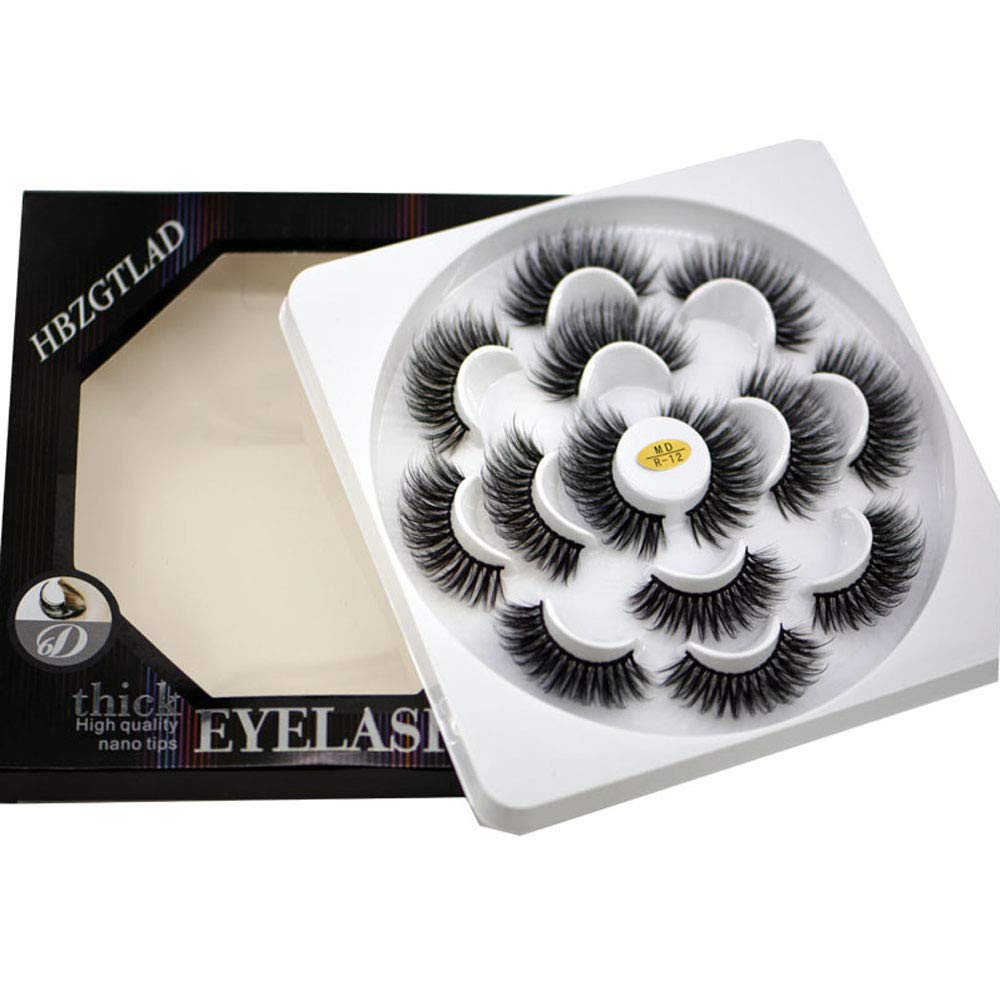 HBZGTLAD NEW 7 Pairs 3D Mink Hair False Eyelashes Criss-cross Wispy Cross Fluffy length Lashes Extension Handmade Eye Makeup Tools (MDR-13)