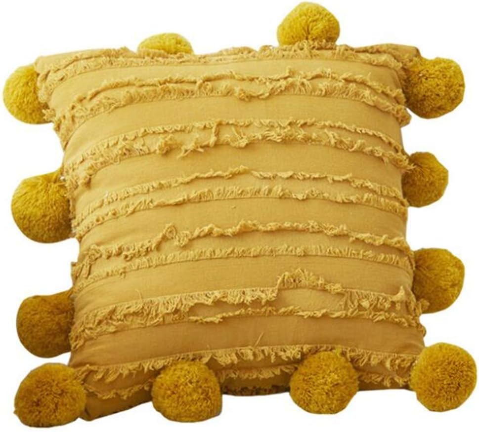 Judy Dre am Beige Tufted Pillow Covers Soft Throw Pillow Case with Ball Cushion Cover 18x18 Inch Pillowcase for Sofa Couch Bedroom