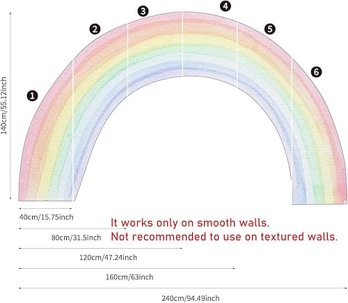 Miniatura 2 de funlife Adhesivos murales de pared grandes de arcoíris para despegar y pegar, precortadas en acuarela pastel, calcomanías de pared para dormitorio