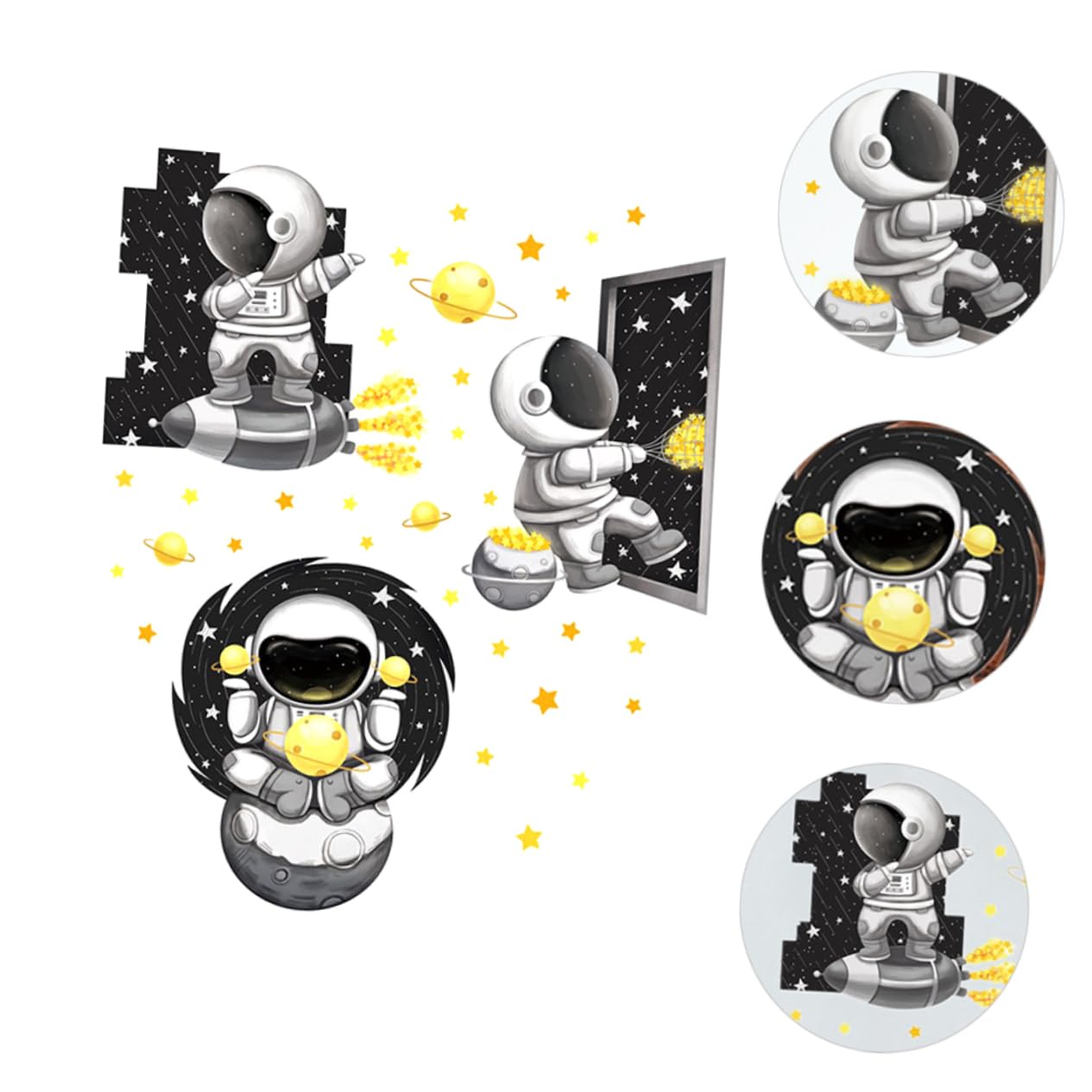OSALADI 2pezzi Adesivo Murale Astronauta Cartoon Pvc Decorazione Per Pareti Casa Stile Creativo e Divertente Facile Da Applicare Per Camera Da Letto e Bagno