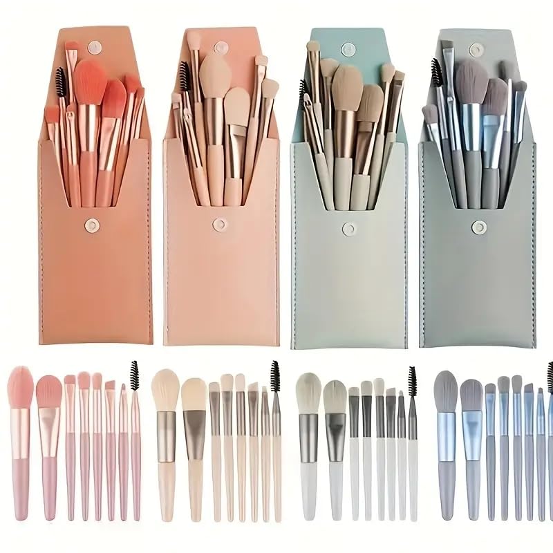 Hypoallergenic Polyester Bristle Makeup Brush Set,Wand Form Eye Shadow, Powder & Brow Brushes, ABS Handle, For Normal Skin - Portable Travel Kit (1 Set) Pink