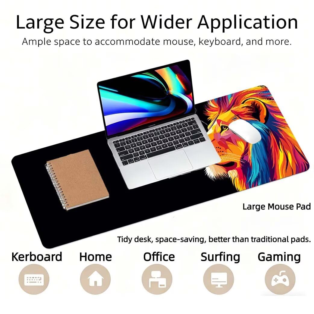 Lpfieonn Retro Großes Schreibtischunterlage, XXL Schreibtischunterlagen, Weiß XXL Wasserdicht Gaming Mousepad mit Vernähter Rand und Rutschfeste Gummibasis, für Laptop/Hause/Büro 120x60cm PF-3199