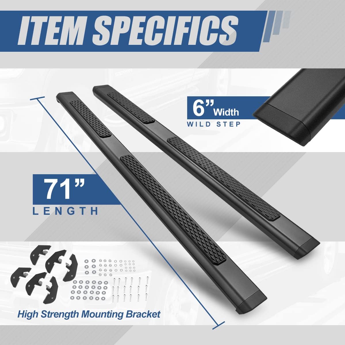 Auto Dynasty 6 Inches Tubular Running Boards Compatible with 2007-2018 Jeep Wrangler JK 4-Door, Extruded Aluminum Side Step Rail Bars, Black Powdercoated