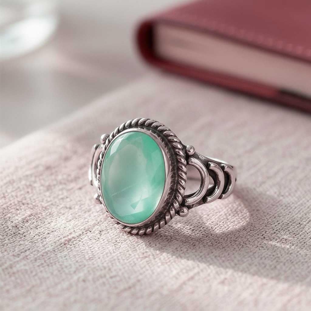 JEWELOPORIUM Boho Handmade Jewelry Natural Gemstone Tiger Eye, Turquoise, Moonstone, Carnelian Oval 925 Sterling Silver Overlay Ring For Women
