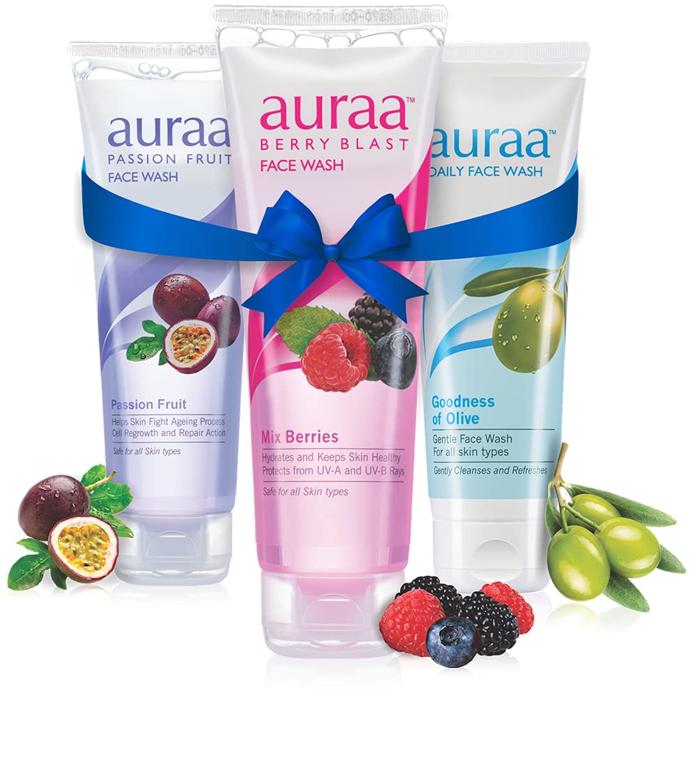 Auraa Face Wash Combo, 125 g (Passion Fruit, Berry Blast, Olive) - Image 1