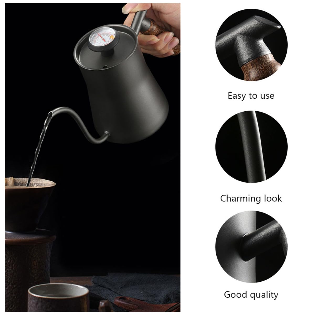 Milisten Tetera y Diseño Chic de 550 Ml Filtro de Goteo de Acero Inoxidable Mango Ergonómico para Infusiones de Té y Café en Casa