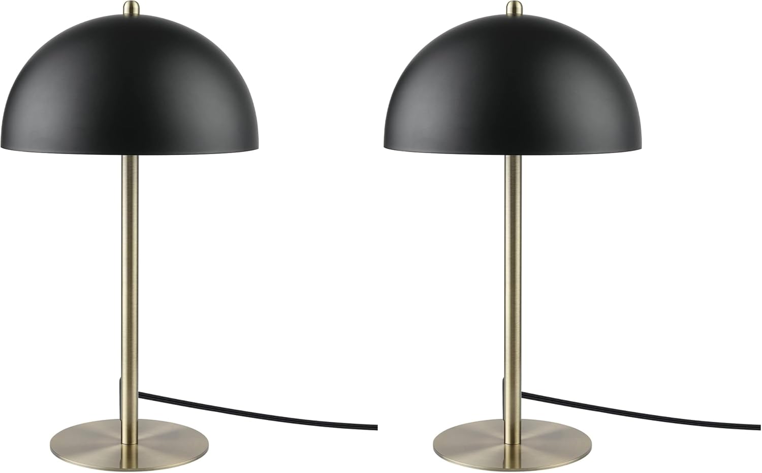 GLOBE Electric 52938 Luna 15" Desk Lamp, Matte Black, Matte Brass Accents, in-Line On/Off Rocker Switch (Pack of 2)